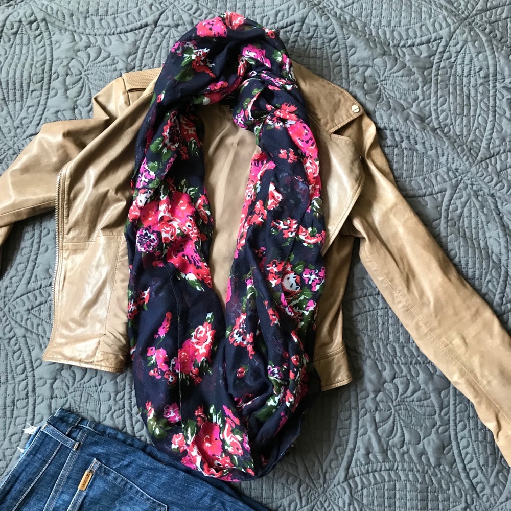 Navy floral infinity scarf